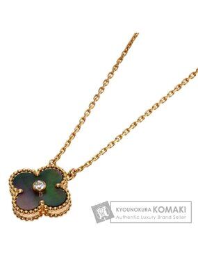 Van Cleef & Arpels Vintage Alhambra Black Shell Diamond Necklace 18k Pink Gold